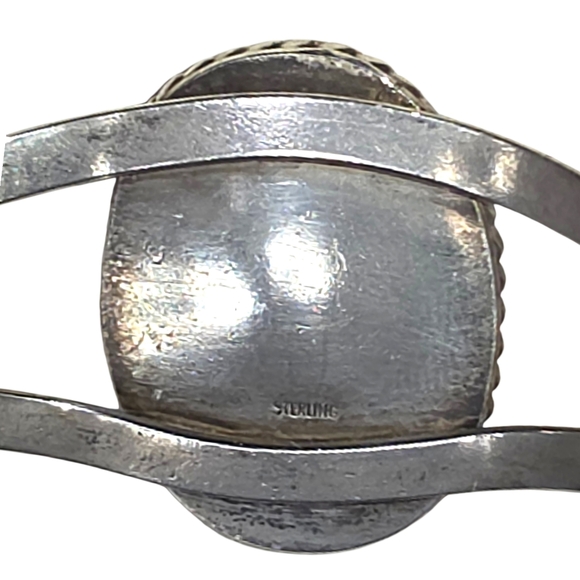 Vintage Native American Sterling Silver Cuff Bracelet with Jasper Stone 29.35 g - Picture 6 of 13